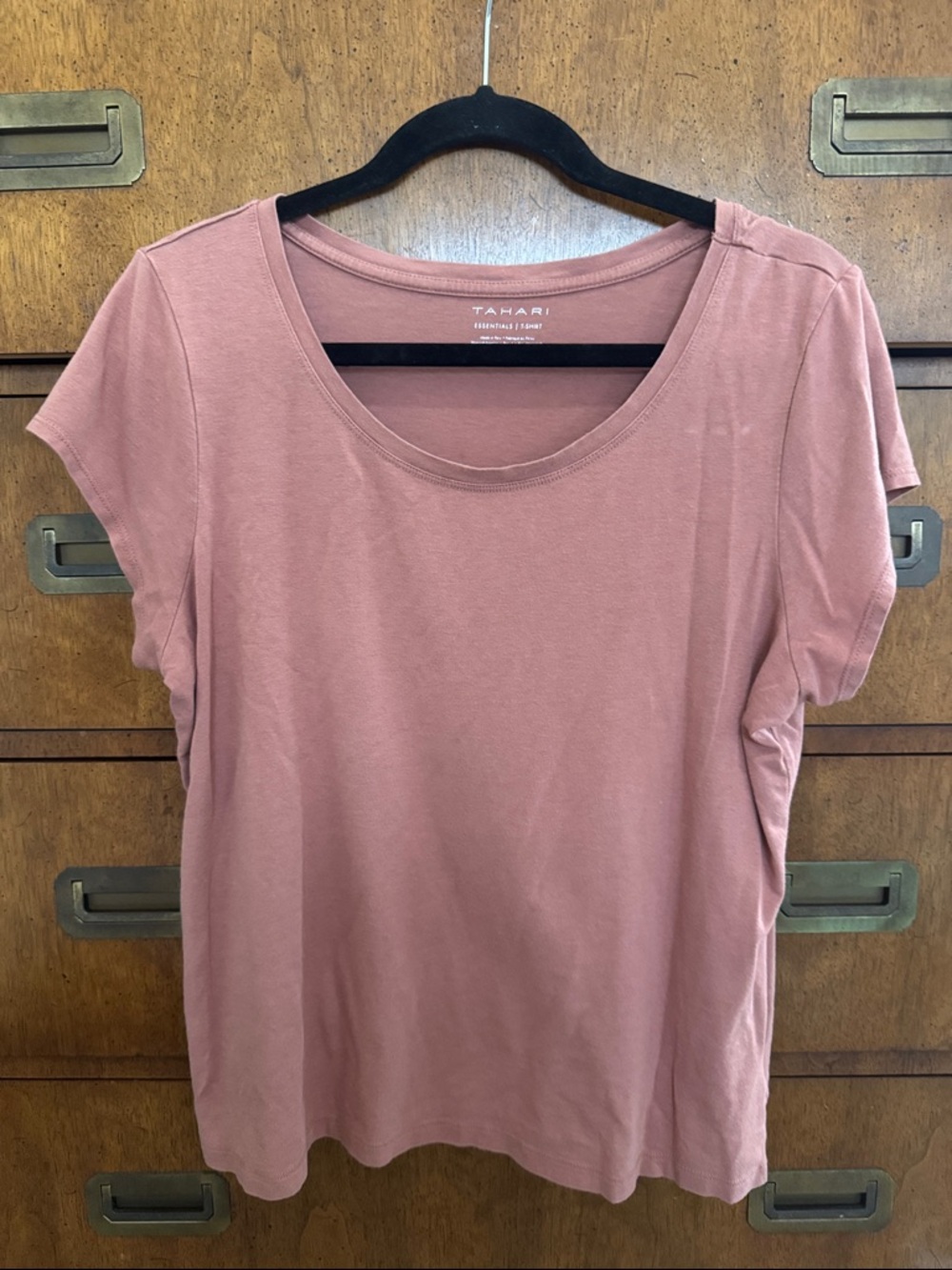 Tahari Dusty Rose Short-Sleeve Scoop Neck Tee